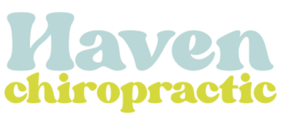 Logo for Haven Chiropractic with 'Haven' in light blue and 'chiropractic' in yellow on a white background.